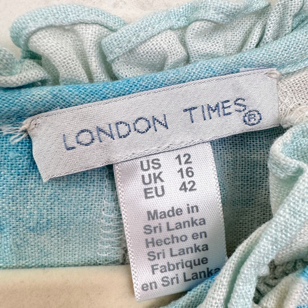London Times Womens Halter Sun Dress Size 12 Linen Blend Beach Summer Resort - Picture 2 of 9